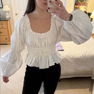 Chic White Ruffled Blouse